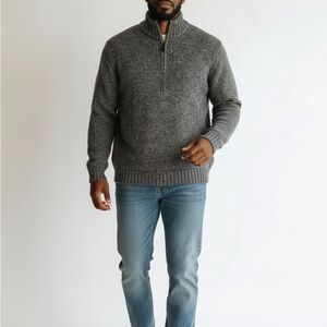 Royal Robbins Men’s Wool Silk Gray Quarter Zip Sweater XL Warm Winter Knit